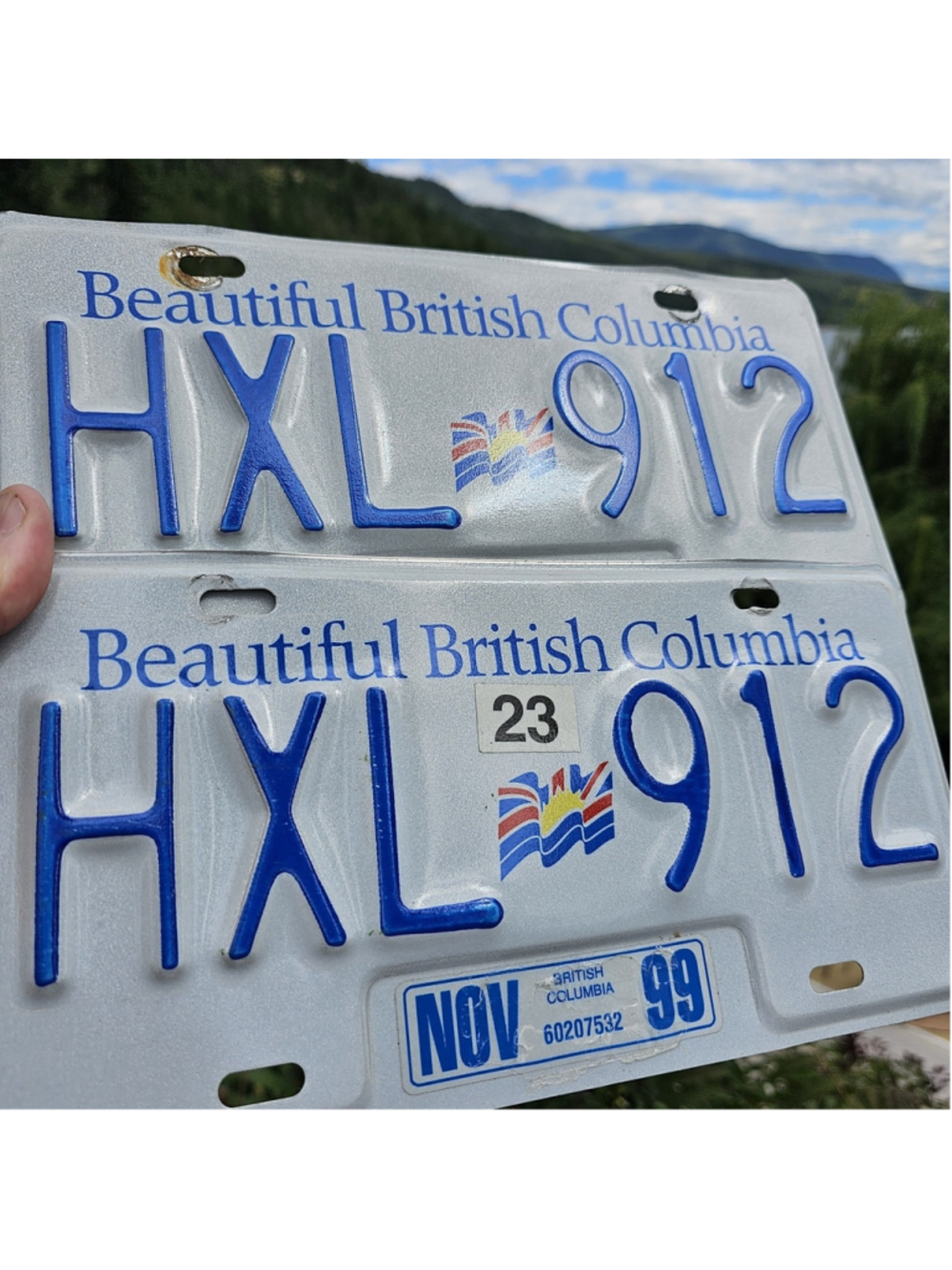 Pair of British Columbia License Plates HXL 912 BC Beautiful 1999